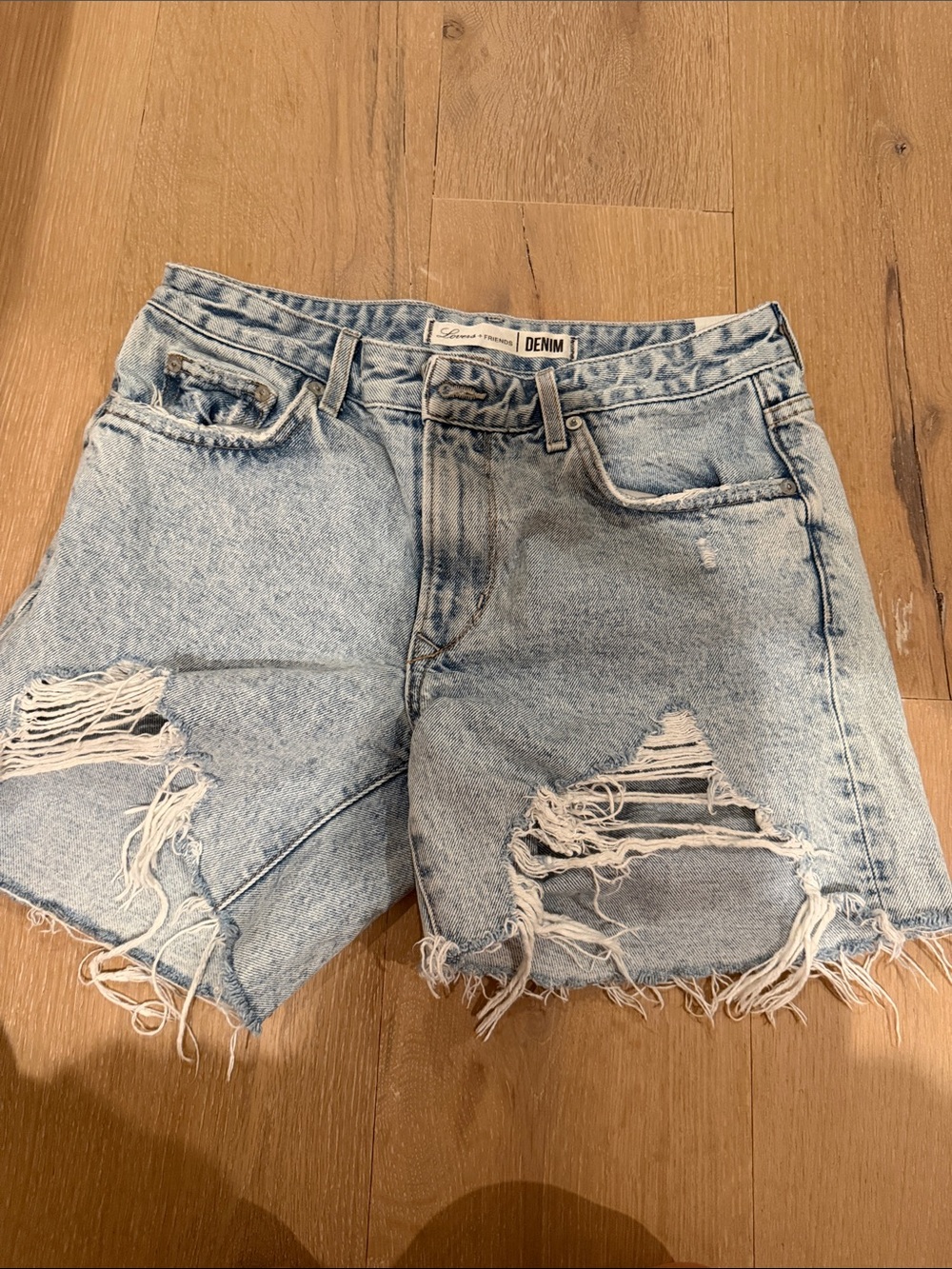 Lovers + Friends Light Blue Distressed Denim Shorts